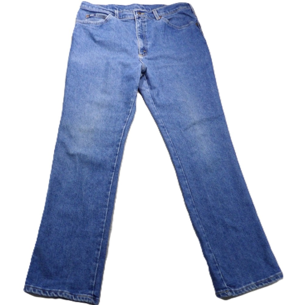 VTG Lee Jeans Men 38x32 Blue Denim Straight Leg Heavyweight Work 90s Made in USA